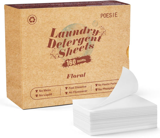 Poesie Laundry Detergent Sheets Floral Scent 160 Count College Dorm Essentials for Girls No Messy