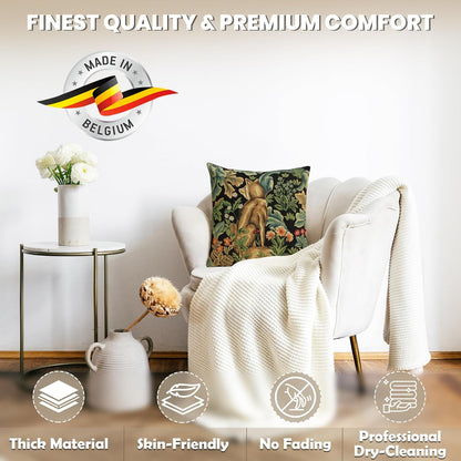 Charlotte Home Furnishings Throw Pillow Covers, Decorative Boho Pillow Covers for Couch, Living Room, Black Wolf Square Cushion Cases 18x18 in, European Cotton Jacquard Woven for Cozy Bedroom Decor