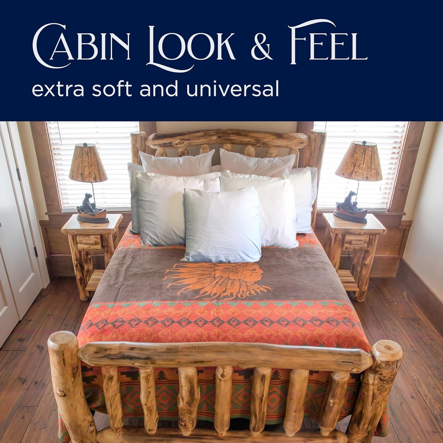 Beacon Blankets Southwestern Chief Henry Native American Design Throw - 72" x 86" Blanket Only - Premium Plush Blanket Can be Used for Twin or Full Size Bed