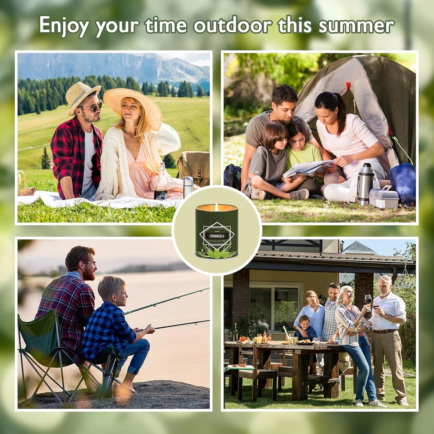 Citronella Candles Outdoor 6-Pack, Total 54oz Citronella Candles for Outside Patio, Camping & Garden, Summer Gifts for Indoor Home Scented, 50-Hour Burn Time, 9 Ounce Each