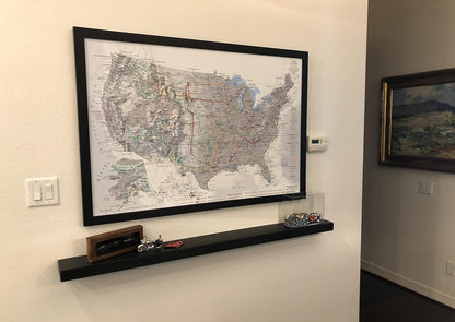 joelsantiques - 54 Inch Wooden Floating Shelves for Wall - 54x6x2 in - Made of Natural Wood - Long Heavy Duty Rustic Wall Shelves for Bedroom - Perfect for Living Room, Kitchen - Black