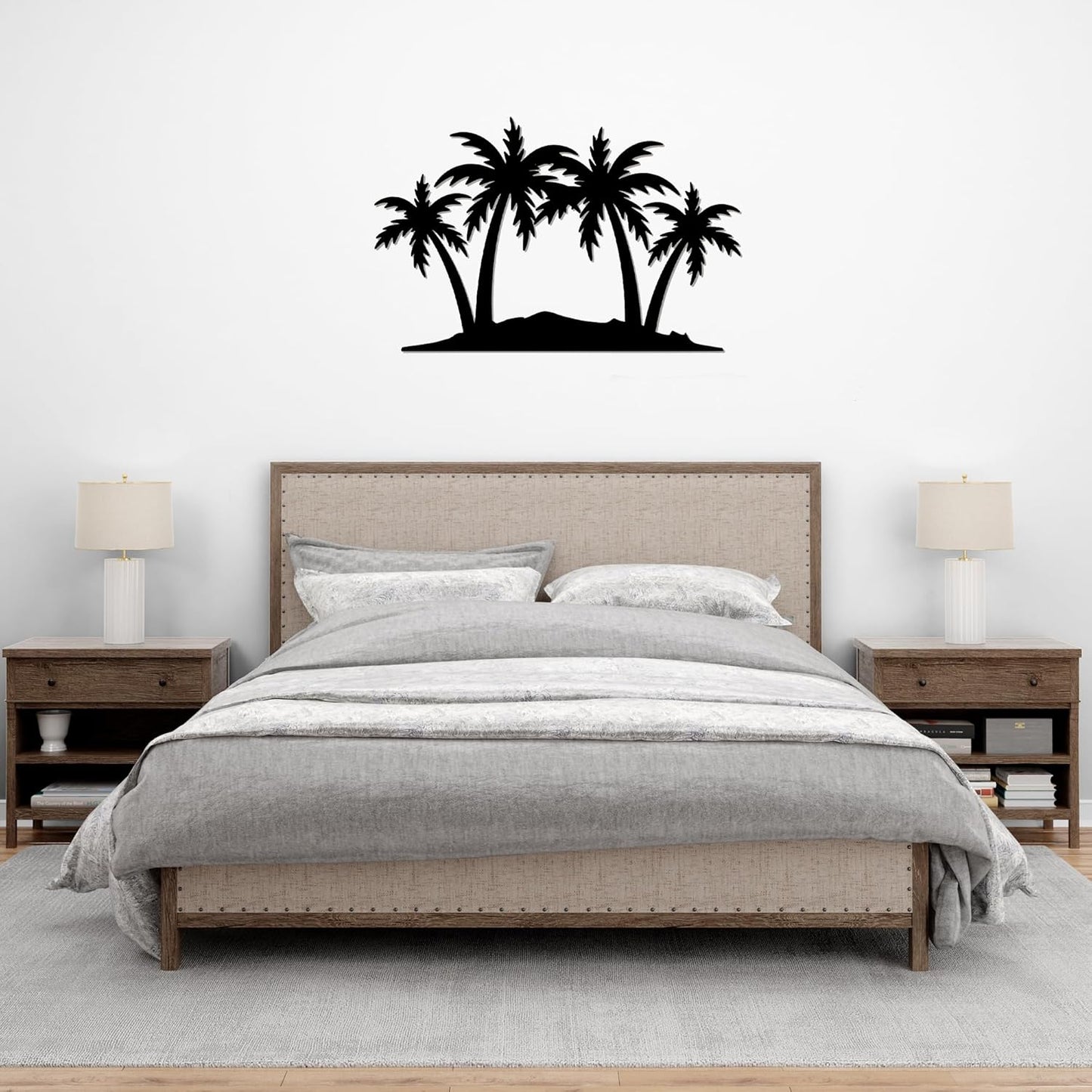METALPLEX Palm Tree Metal Wall Art - Durable And Rust-free Indoor & Outdoor Aluminum Composite Wall Decor - Home Decor For Living Room And Bedroom - Silver (23"x14.7")