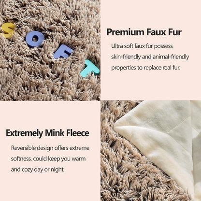GONAAP Fuzzy Faux Fur Throw Blanket Queen Size Frosty Brown Super Soft Cozy Plush Fuzzy Shaggy Blanket for Couch Sofa Bed (Frosty Brown, Queen(90"x90"))