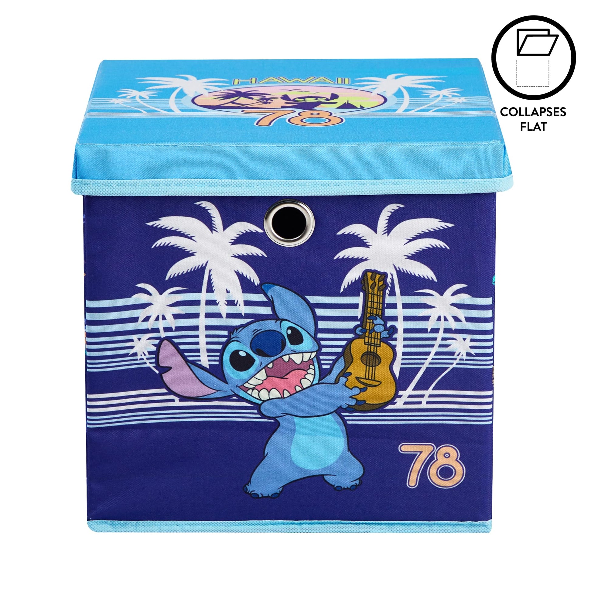 Lilo & Stitch Collapsible Storage Cube with Removable Lid,10"x10"x10" Fabric Organizer Bin for