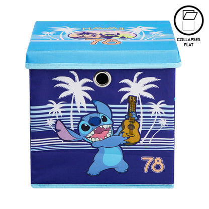 Lilo & Stitch Collapsible Storage Cube with Removable Lid,10"x10"x10" Fabric Organizer Bin for