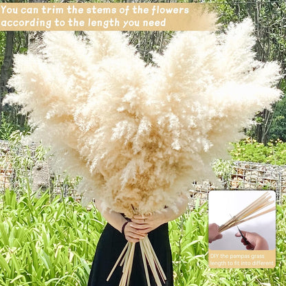 40" 22PCS Dried Pampas Grass Decor Tall,Large Natural Beige pompas Grass Tall Pampas Grass for Floor Vase,Wedding,Party,Farmhouse,Boho Home Decor,and Creating a Bohemian Ambiance