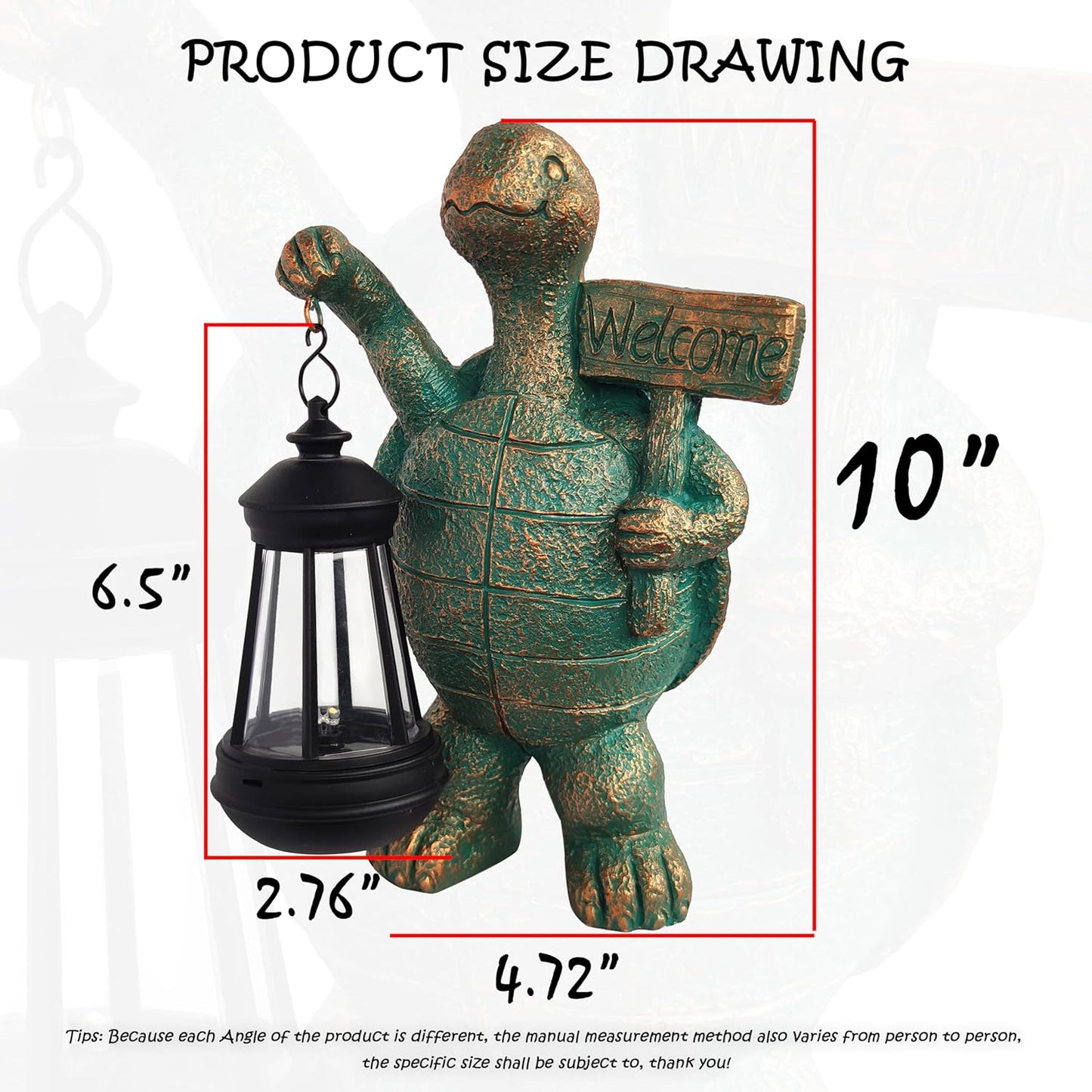 Turtle Garden Statue Outdoor Décor with Solar Lights Lantern,Turtle Solar Light Figurines Outside Decorations for Yard，Lawn,Patio, Balcony, Unique Housewarming Gifts