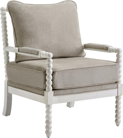 DUHOME Linen Fabric Spindle Accent Chairs Set of 2 with Wood Frame,Modern Accent Chairs with Padded Spring Seat and Brushed White Base for Living Room Bedroom Farmhouse Home Office Belcony