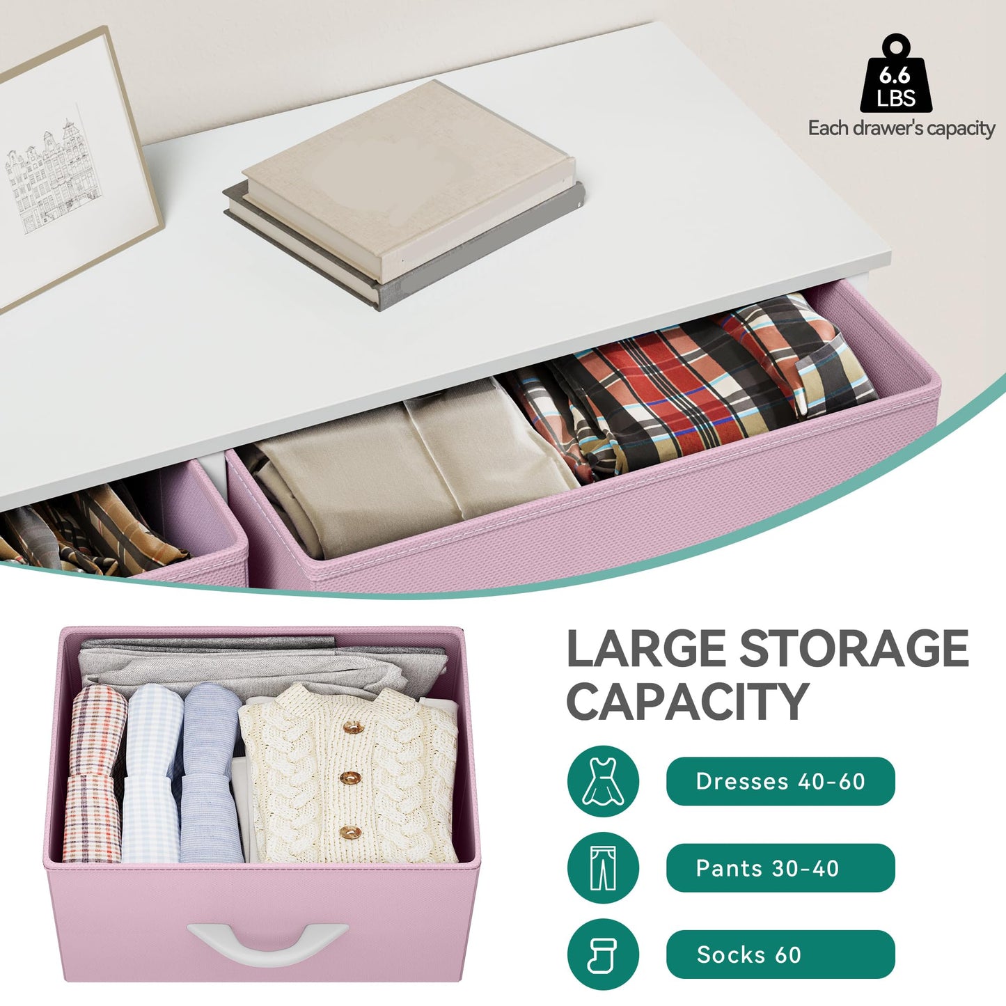 YITAHOME 5 Drawer Dresser - Fabric Storage Tower, Organizer Unit for Bedroom, Living Room, Hallway