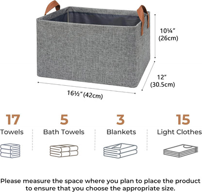 GRANNY SAYS Closet Storage Baskets, Collapsible Fabric Storage Bins with Metal Frame, Clothes Organizer Bins, Extra Large Baskets for Shelves, Gray, 4-Pack