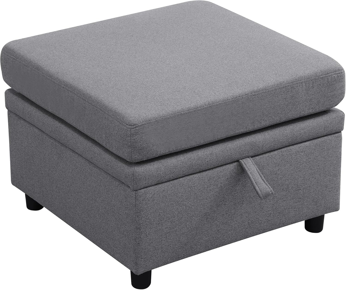 Ottoman Rectangular Storage Ottoman Bench, Footrest Stool Footstool with Lid for Living Room, Bedroom, Entryway, Dark Gray, 22.6"x23.2"x16.5"