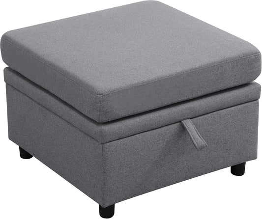 Ottoman Rectangular Storage Ottoman Bench, Footrest Stool Footstool with Lid for Living Room, Bedroom, Entryway, Dark Gray, 22.6"x23.2"x16.5"