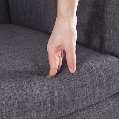 HUIMO Button-Tufted Accent Chairs Set of 2,Upholstered Reading Living Room Chair,Mid Century Modern Chair with Linen Fabric, Club Chair,Comfy Arm Chairs for Living Room,Bedroom,Grey