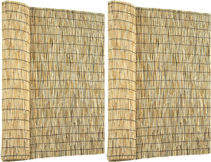 Natural 2 Pack 4FT X 16.4FT Reed Fencing Roll, Balcony Privacy Shade Reed Bamboo Fencing Garden Fence Border, Wind Block Sunshade Fence Screen for Outdoor Yard Patio Flower Bed Edge