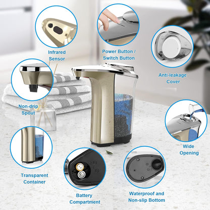 Automatic Soap Dispenser, Touchless Dish soap Dispenser 17oz/500ml with Upgraded Infrared Sensor, 5 Adjustable Soap Dispensing Levels, Liquid Hand soap Dispenser for Bathroom & Kitchen