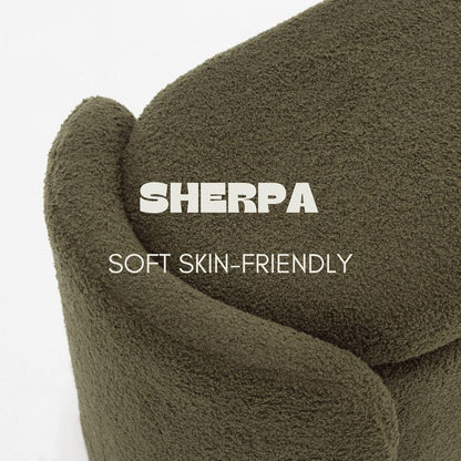 ROCTY Green Boucle Storage Bench - 50" Sherpa End of Bed Ottoman with Seating and Storage for Bedroom, Entryway, Living Room, Vanity or Makeup Room - Teddy Fabric