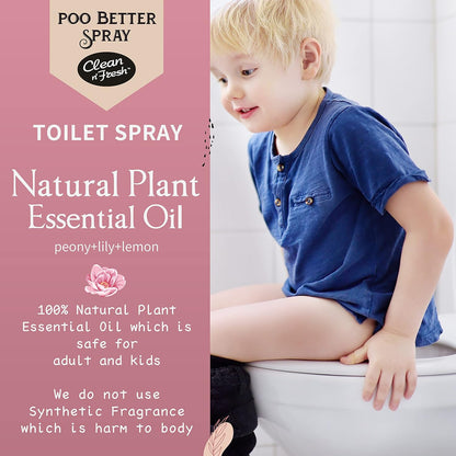 Clean-n-Fresh Toilet Spray, Wild Peony Scent, Bathroom Odor Eliminator & Air Freshener For Room, Trash Cans, Shoes, Fabrics, 3.4 Fl Oz(2 Pack)