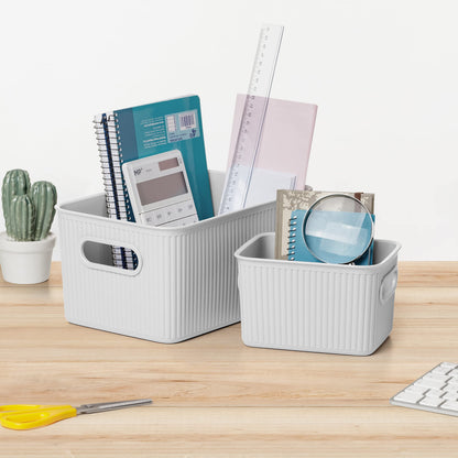 TATAY Baobab Multi-purpose Storage Basket Medium with Capacity for 5 Litres, White Pergamon, 18.1 x