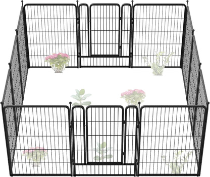 FXW Garden Fence 40in(H) x 26.7ft(L), 12 Panels Decorative Dog Fence Outdoor for The Yard – Heavy Duty Metal Animal Barrier for Dog and Rabbit, Easy Setup, Black
