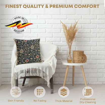 Charlotte Home Furnishings Throw Pillow Covers 16x16 in, Blue Flowers Decorative Couch Pillow Cover, Boho Decor European Tapestry Cushion Cases, Living Room Cozy Home Decor, Jacquard Woven Soft Cotton