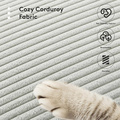 ROWHY 150'' Modular Sectional Sofa Cloud Couch, 7 Seater Big Comfy Corduroy L Shaped Couch with 4 Pillows, Chaise, Ottoman, Deep Seat Sectional Couches for Living Room Office, Light Grey