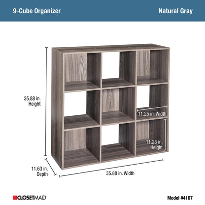 ClosetMaid Cubeicals 9 Cube Storage Shelf Organizer Bookshelf, Stackable, Square Shape, Easy