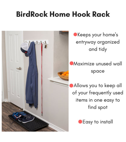 BIRDROCK HOME Dual Hook Coat and Hat Rack - 6 Dual Hooks - 27 Inches - Wall Mount - Decorative Home