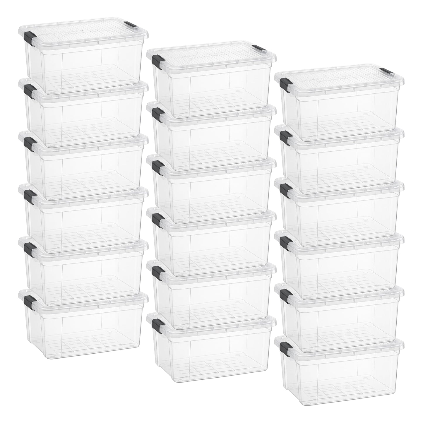 Superio Small Clear Storage Box with Lid, 6.6 Quart Plastic Container Bins for Organizing