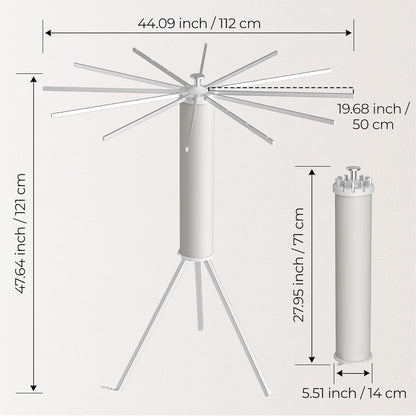 Tripod Clothes Drying Rack, Garment Rack Portable and Foldable Space Saving Laundry Drying Rack - Dryer Rack Clothing Floor Folding Balcony Bedroom Household (Silver(Aluminum), 12 rods)