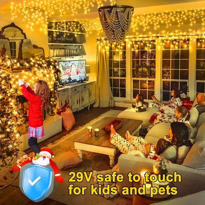 KNONEW 164FT 1600 LED Christmas Lights Outdoor Decoration with 320 Drops Timer 8 Modes Hanging Lights Plug in Waterproof Indoor Decor for Holiday Wedding Party Window (Warm White)