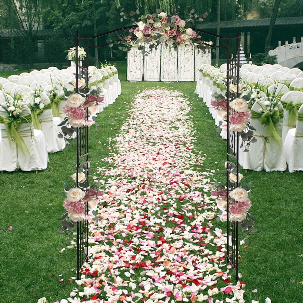 VINGLI Garden Arbor, Arch for Wedding Ceremony Party, Christmas Garden Decor Steel Garden Trellis for Plant Climbing, Pergola for Garden, Backyard, Lawn (Bridge Top)