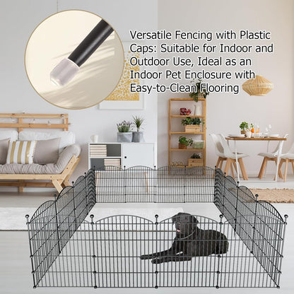 10 Panels Garden Fence Dog Fence Outdoor for Yard, 32in H x 23.6ft L Rustproof Metal Fencing with Ground Stakes | No Dig Animal Proof Containment for Pets/Rabbits | Durable Patio Security Panels