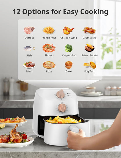 COMFEE' Compact 2.1 Quart Air Fryer with 12 Menu Options, Adjustable Timer & Temperature Control 180-400 degrees F, Dishwasher-Safe Nonstick Fry Basket with Stainless Steel Finish