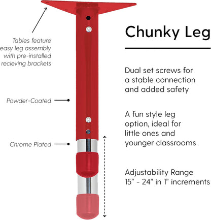 Factory Direct Partners FDP Rectangle Activity School and Classroom Kids Table (36 x 60 inch), Toddler Leg, Adjustable Height 15-24 inches - Gray Top and Red Edge