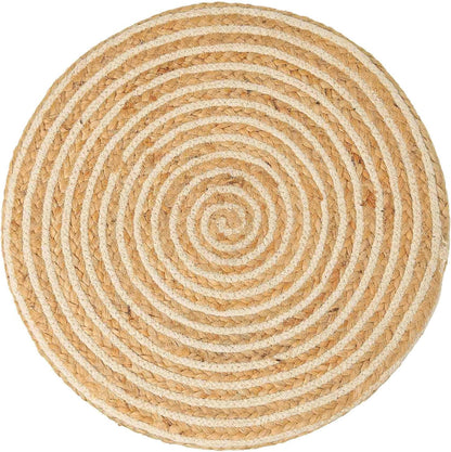 REDEARTH · Cylindrical Pouf Foot Stool Ottoman - Jute Braided Pouffe Poof Sitting Footrest for The Living Room, Bedroom, Nursery, Patio, Lounge & Other Rooms in Home (14.5”x14.5”x16”; Natural Ivory)