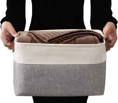 DECOMOMO Storage Baskets for Shelves - Fabric Closet Organizers and Storage Bins, Perfect Baskets for Organizing Closet Toys Nursery (Grey and White, Large - 4 Pack)