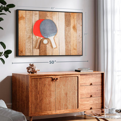 ElephantStock Ping Pong Wall Art - Horizontal Framed Canvas - 1-Piece Living Room Wall Decor - Photography Canvas Print - Brown and Red Decor for Wall - 43" X 29"