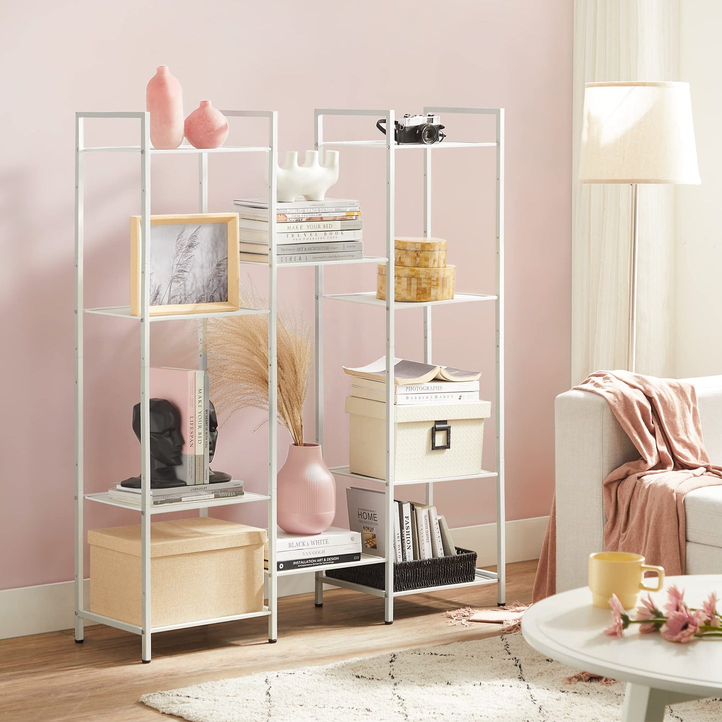 SONGMICS 5-Tier Storage Rack, Bathroom Shelf, Extendable Plant Stand with Adjustable Shelf, for