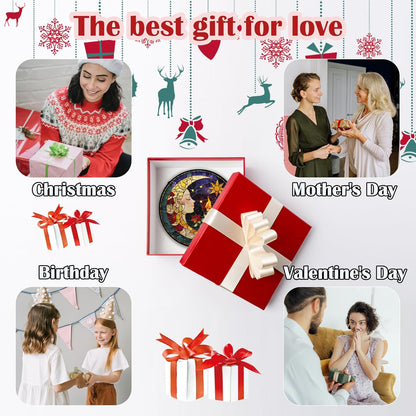 Stained Glass Window Hanging, Moon Goddess Torch Suncatcher Diamond Glass Panel Hangings Dream Sun Catchers Decor for Birthday for Women, Men, Wife, Aunt, and Mom 14.9x14.9 in