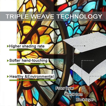 Stained Glass Curtains,Retro Mid Century Abstract Colorful Geometric Prints Home Decor Drapes for Bedroom Living Room Kitchen Window Treatment 2 Panels Set Total Size 63" W X 72" L Inch