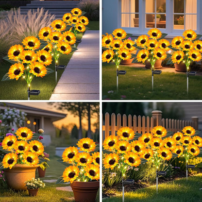 Sunflower Solar Lights Outdoor Decor, 6 Pack Solar Garden Decor 36 Waterproof Solar Sunflower Outdoor Lights for Garden Patio,Flower Bed, Pathway, Gift for Women, Mom, Grandma (6 Pack)