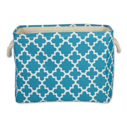 DII Polyester Container with Handles, Lattice Storage Bin, Small, Storm Blue