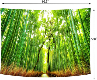 Delur Forest Pathway Tapestry Sunset Tropical Rainforest Nature Tree Tapestry Wall Hanging Sunrise Scenic Natural Green Landscape Headboard for Bedroom Living Room Home Decor (70.8" x 92.5")