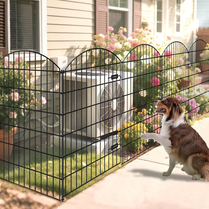 Metal Garden Fence with Gate 48in (H) x 12.7ft (L), 1 Gate+ 4 Panels Dog Fence Border Fences Animal Barrier, No Dig Garden Fencing for Yard Flower Bed Lawn Patio Outdoor, ECG4805G, Black