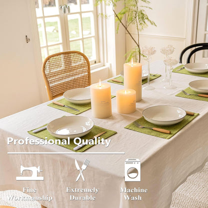 Home Brilliant Green Placemats Set of 8 Washable Place Mats Linen Placemats Heat Resistant Table Mats for Wooden Table Indoor Outdoor Decor, Lime Green