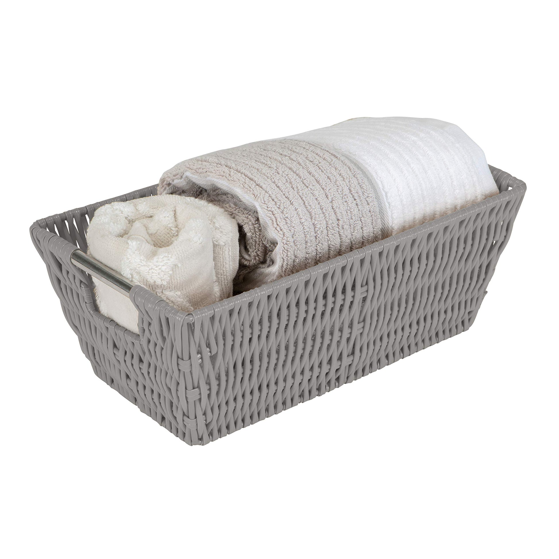 Simplify 11"x6.5"x4.5" Small Shelf Storage Woven Basket with Handles, Nursery, Playroom, Toys
