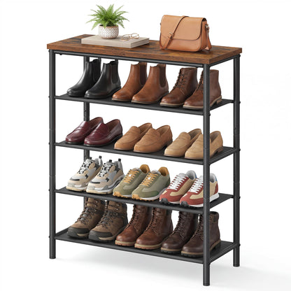 SONGMICS HOME 5-Tier Shoe Rack, Free Standing Shoe Storage Organizer, 12 x 29.7 x 36 Inches, Metal