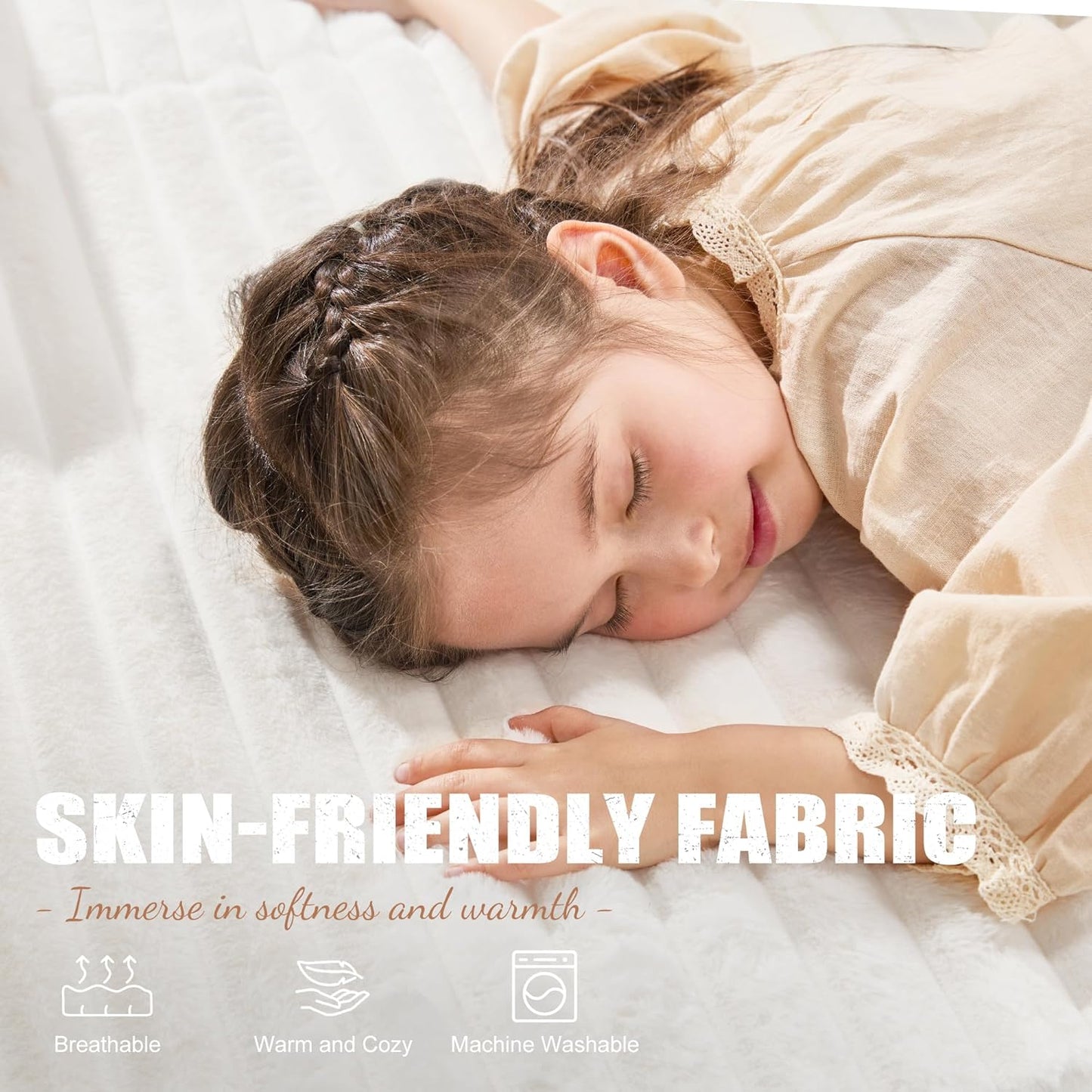 Hobestluk Rectangle Ottoman Memory Foam Footrest for Couch with Removable Cover Large Floor Seating for Adults Ottoman Coffee Table for Living Room, Bedroom or Office (Strip White, Footrest)