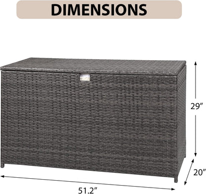 Super Patio Outdoor Patio Storage Box Waterproof, 120 Gallon Large Deck Box Wicker Storage Bin for Cushions, Garden Tools, Gray
