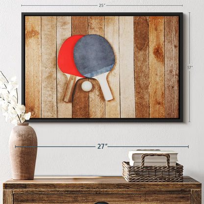 ElephantStock Ping Pong Wall Art - Horizontal Framed Canvas - 1-Piece Living Room Wall Decor - Photography Canvas Print - Brown and Red Decor for Wall - 25" X 17"